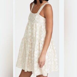 Moon River Floral Applique Summer Dress Beige Size Small 1838